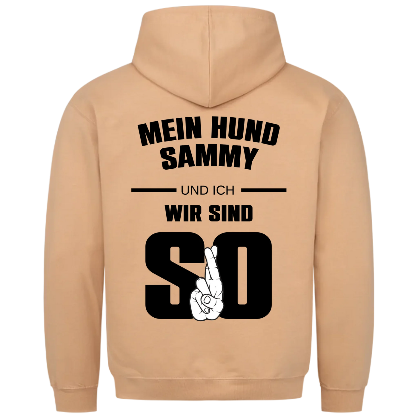 Mein Hund und ich wir sind so - Personalisierbarer Unisex Hoodie Rückendruck