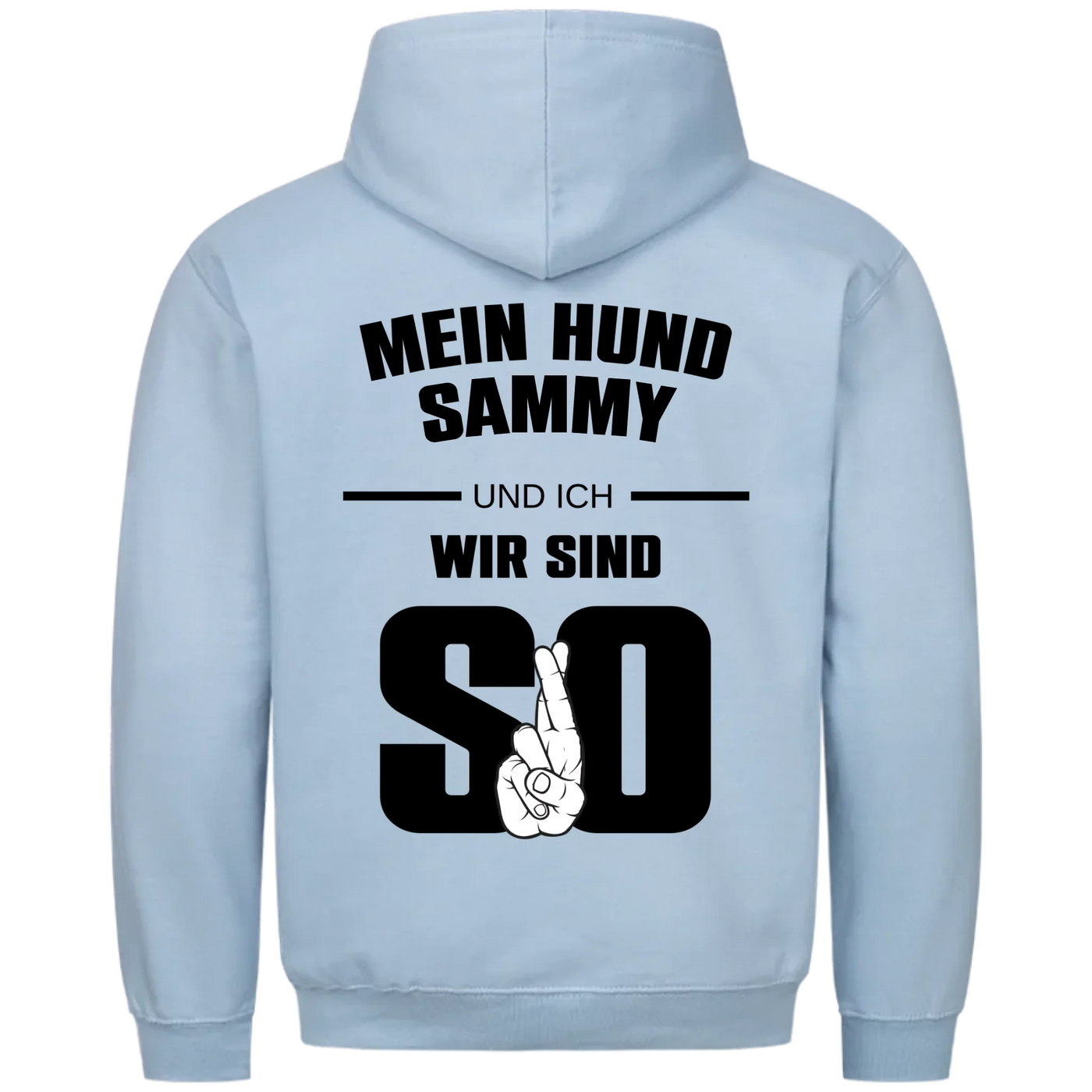 Mein Hund und ich wir sind so - Personalisierbarer Unisex Hoodie Rückendruck