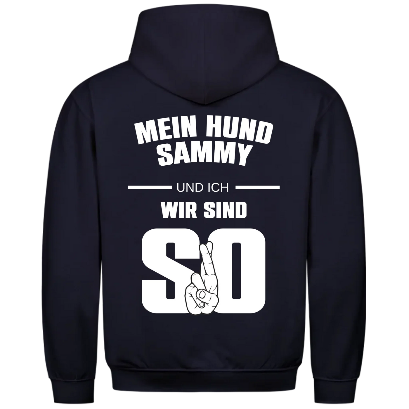 Mein Hund und ich wir sind so - Personalisierbarer Unisex Hoodie Rückendruck