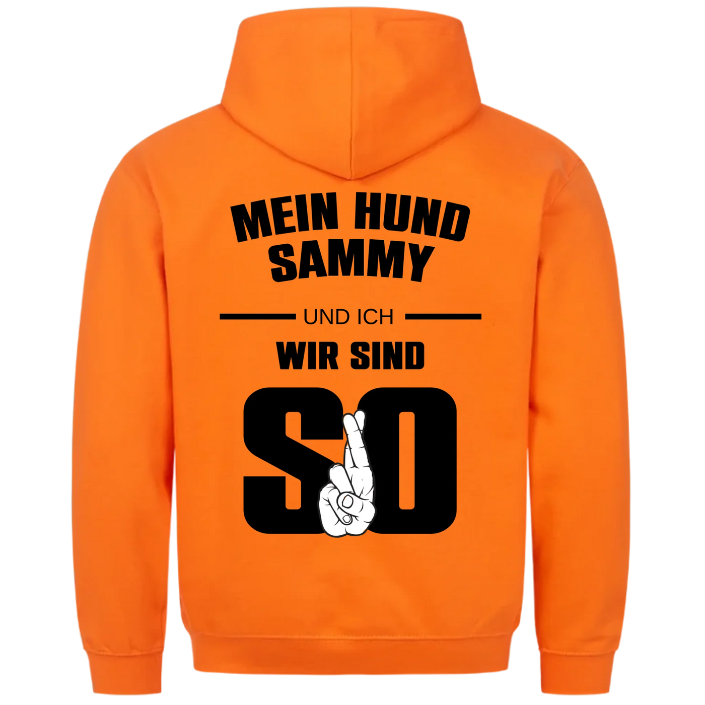 Mein Hund und ich wir sind so - Personalisierbarer Unisex Hoodie Rückendruck