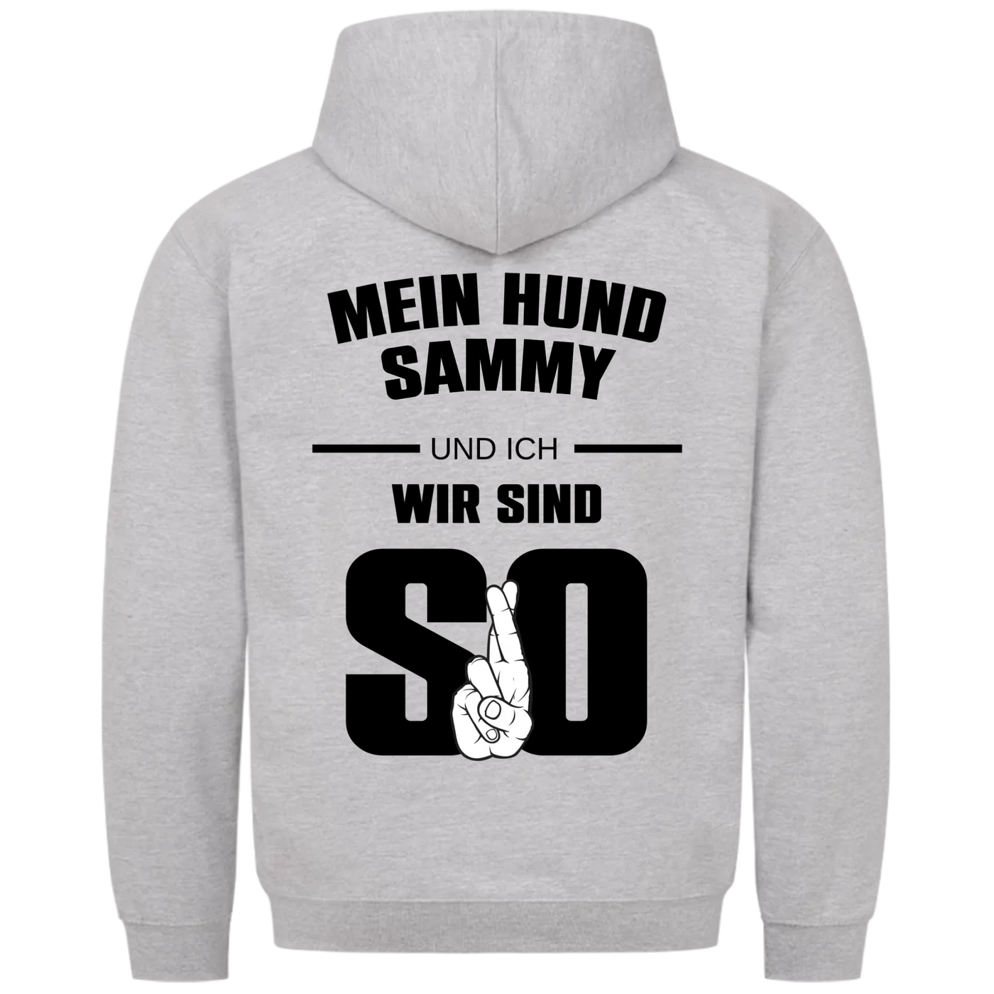 Mein Hund und ich wir sind so - Personalisierbarer Unisex Hoodie Rückendruck