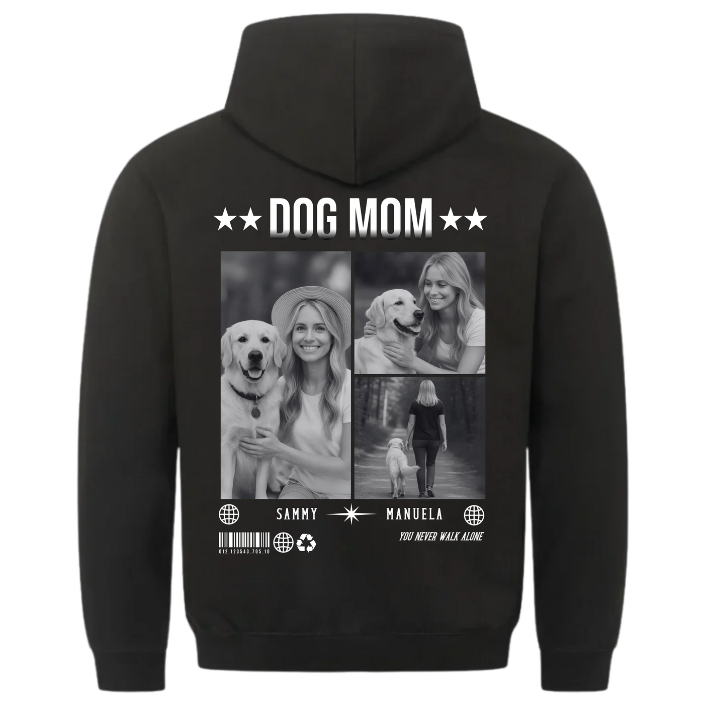 DOG MOM Fotocollage - Personalisierbarer Hoodie Unisex Rückendruck