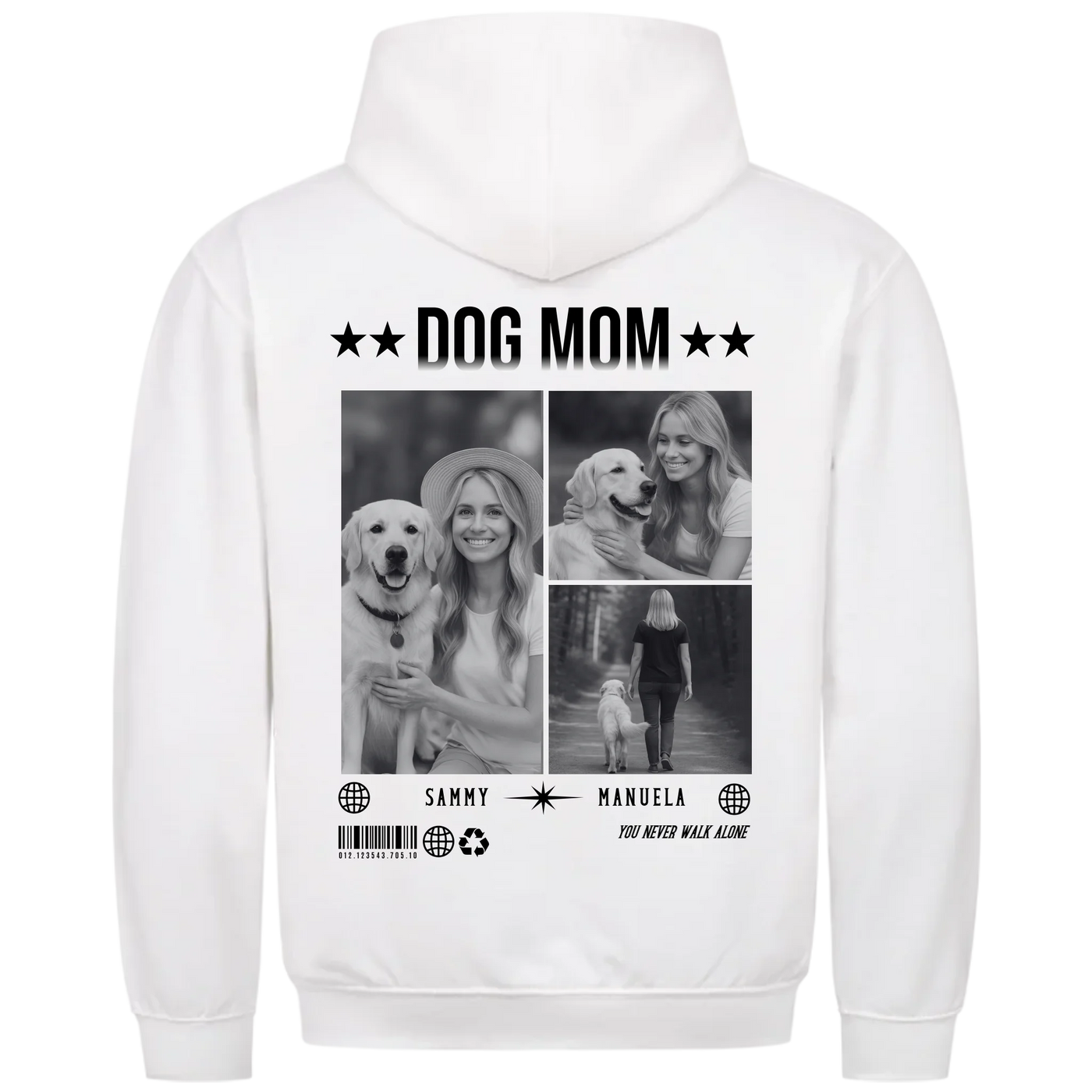 DOG MOM Fotocollage - Personalisierbarer Hoodie Unisex Rückendruck