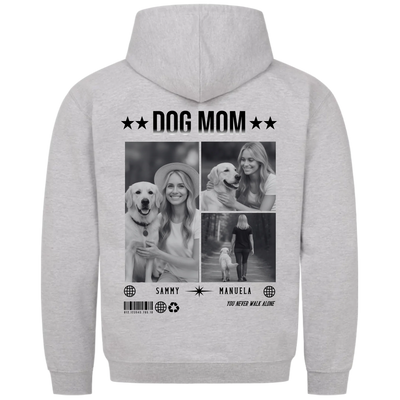 DOG MOM Fotocollage - Personalisierbarer Hoodie Unisex Rückendruck