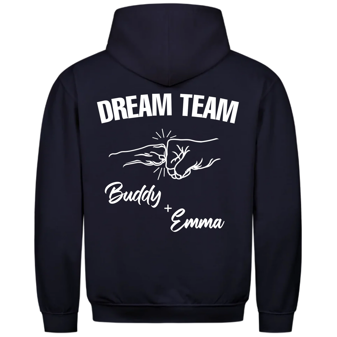 Dream Team Fauststoß - Individueller Hoodie Unisex Rückendruck