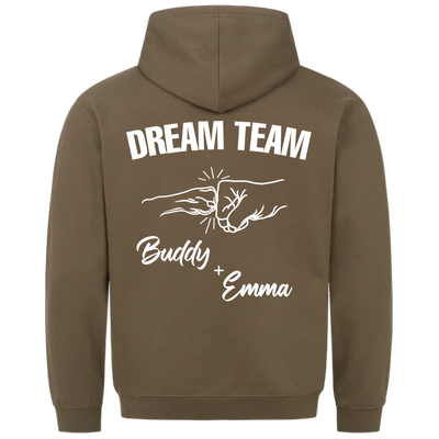 Dream Team Fauststoß - Individueller Hoodie Unisex Rückendruck