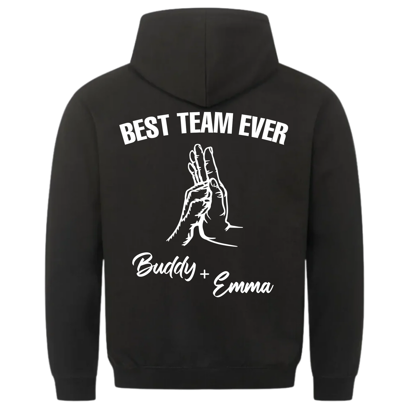 Best Team Ever – Personalisierbarer Premium Hoodie Rückendruck