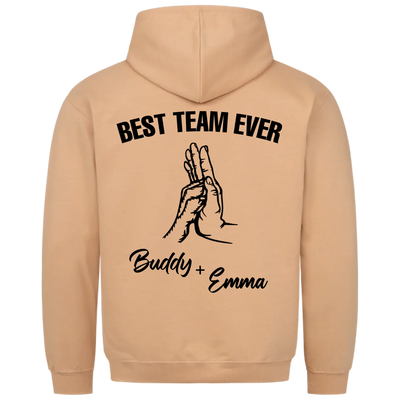 Best Team Ever – Personalisierbarer Premium Hoodie Rückendruck
