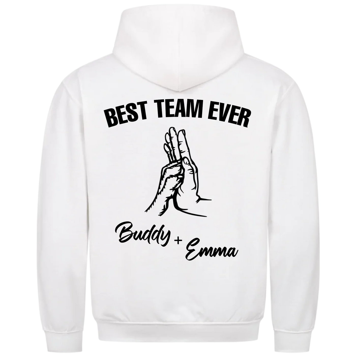 Best Team Ever – Personalisierbarer Premium Hoodie Rückendruck