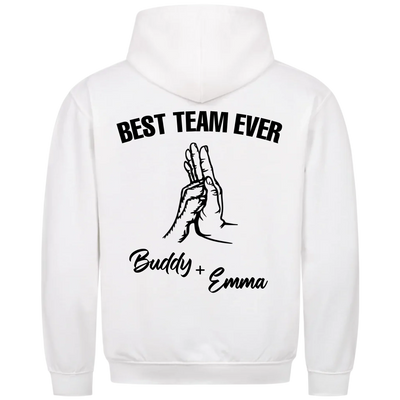 Best Team Ever – Personalisierbarer Premium Hoodie Rückendruck