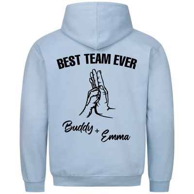 Best Team Ever – Personalisierbarer Premium Hoodie Rückendruck