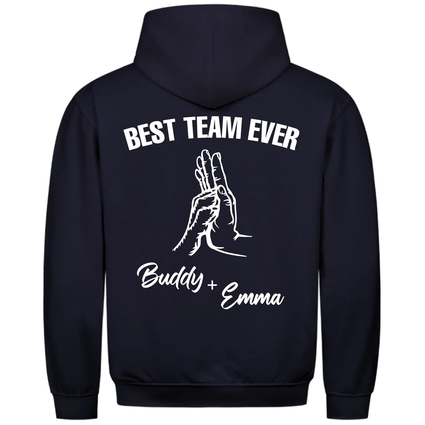 Best Team Ever – Personalisierbarer Premium Hoodie Rückendruck