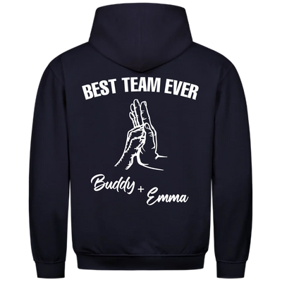 Best Team Ever – Personalisierbarer Premium Hoodie Rückendruck