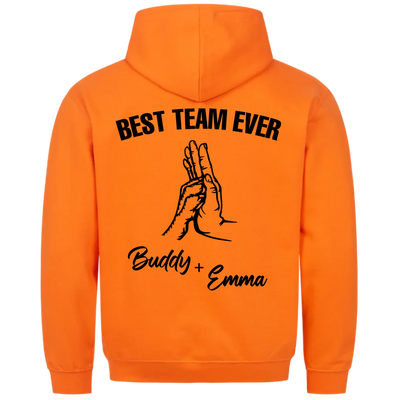 Best Team Ever – Personalisierbarer Premium Hoodie Rückendruck