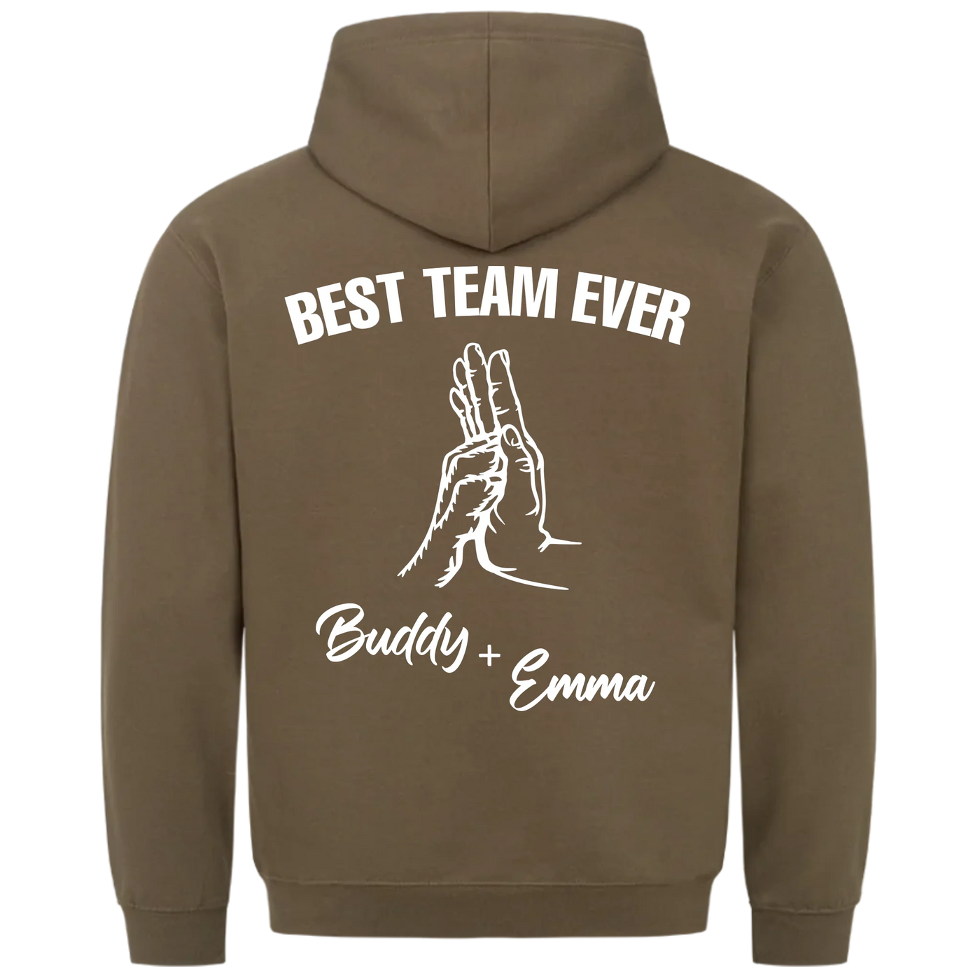 Best Team Ever – Personalisierbarer Premium Hoodie Rückendruck