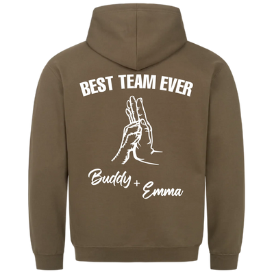 Best Team Ever – Personalisierbarer Premium Hoodie Rückendruck