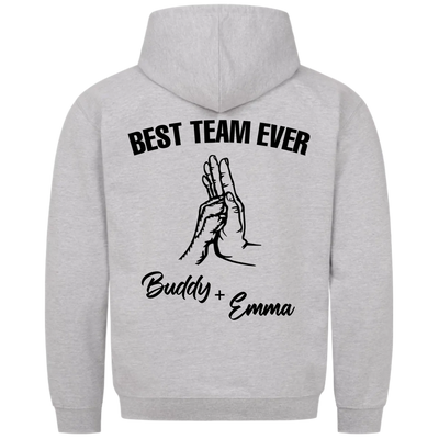 Best Team Ever – Personalisierbarer Premium Hoodie Rückendruck