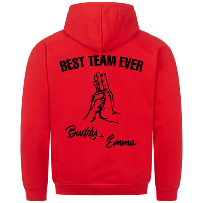 Best Team Ever – Personalisierbarer Premium Hoodie Rückendruck