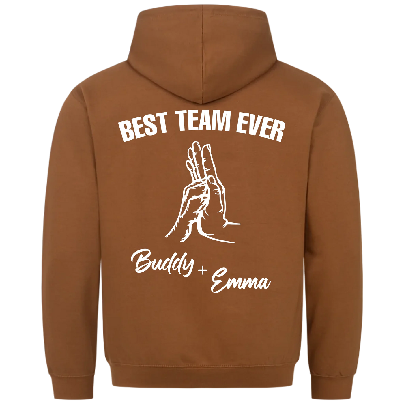 Best Team Ever – Personalisierbarer Premium Hoodie Rückendruck
