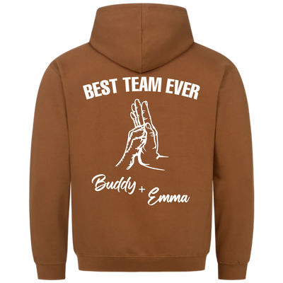 Best Team Ever – Personalisierbarer Premium Hoodie Rückendruck