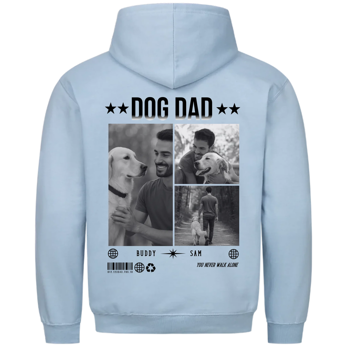 DOG DAD Photo Collage – Personalized Premium Hoodie with Backprint
