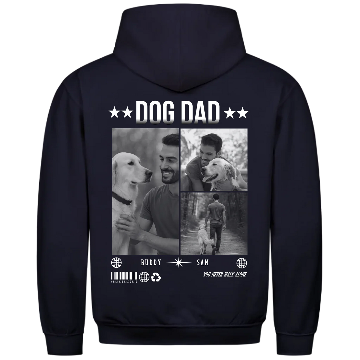 DOG DAD Photo Collage – Personalized Premium Hoodie with Backprint