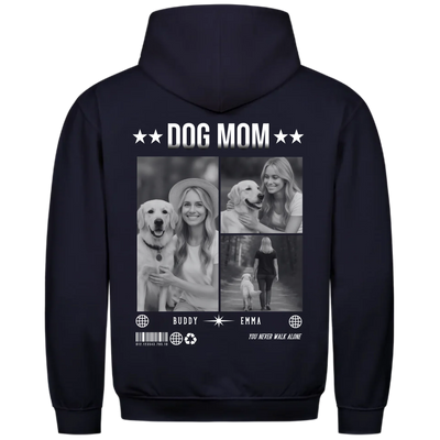 DOG MOM Photo Collage – Personalized Premium Hoodie with Backprint