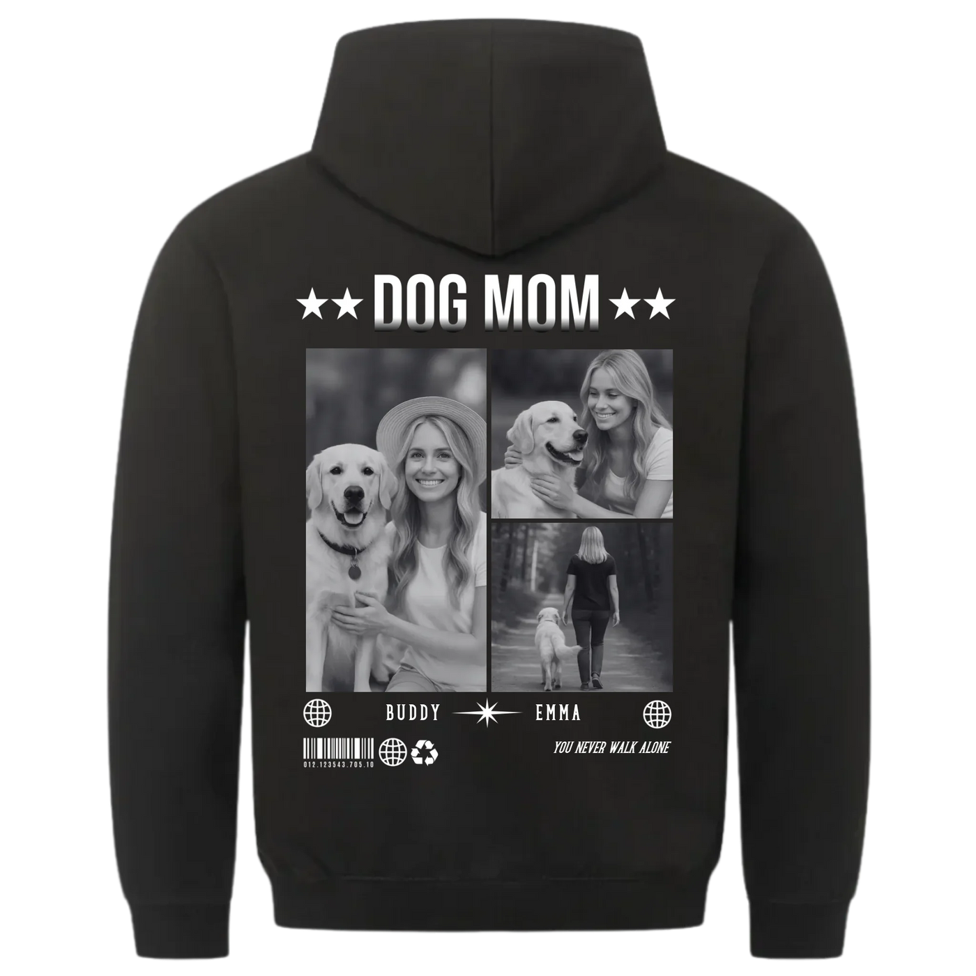 DOG MOM Photo Collage – Personalized Premium Hoodie with Backprint