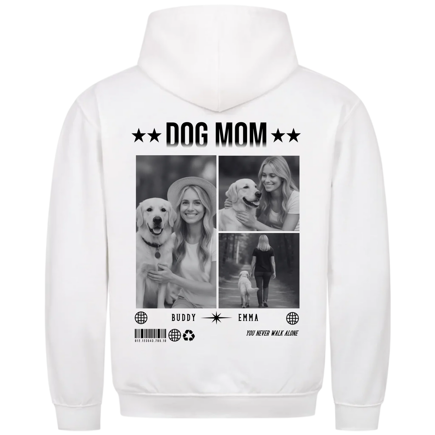DOG MOM Photo Collage – Personalized Premium Hoodie with Backprint
