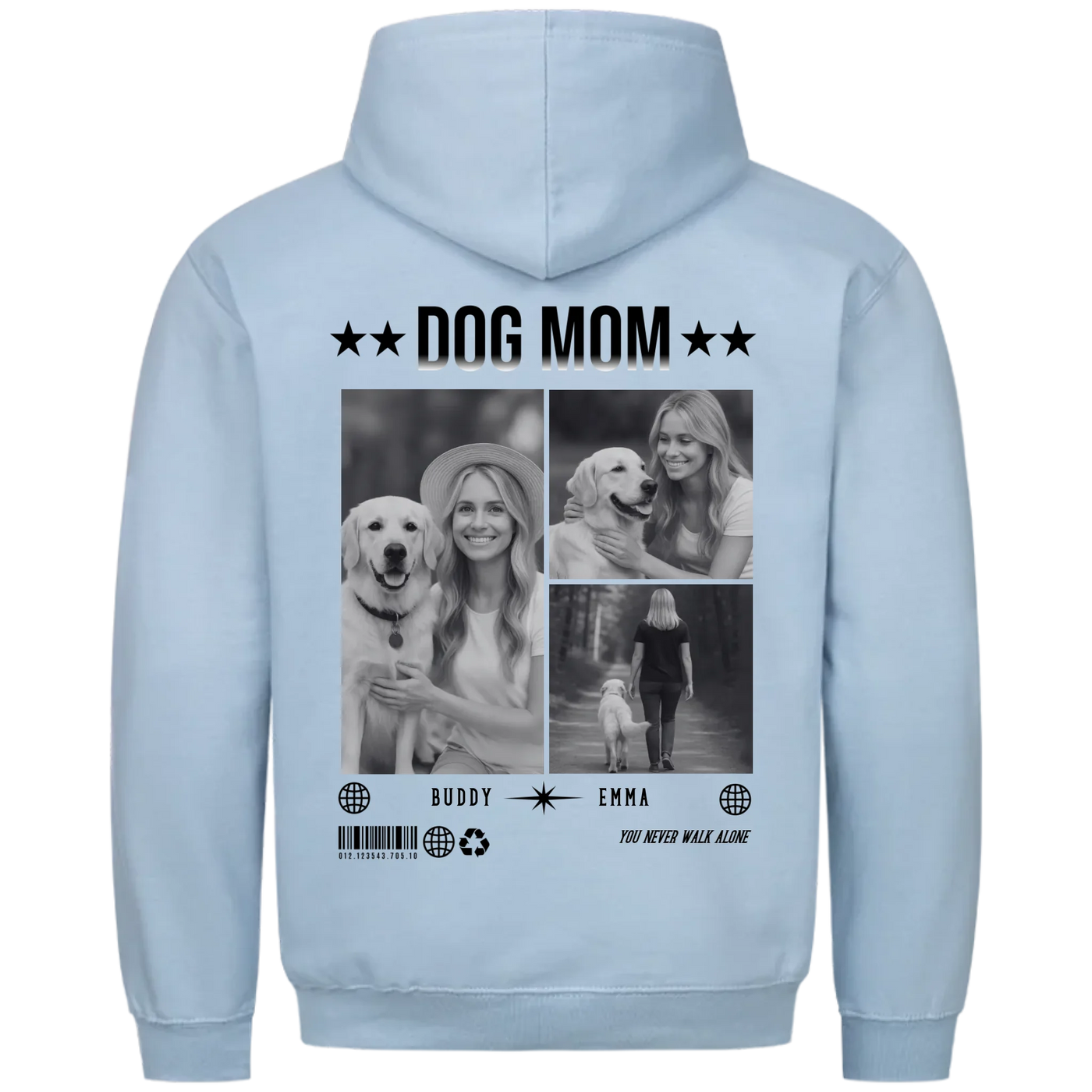 DOG MOM Photo Collage – Personalized Premium Hoodie with Backprint