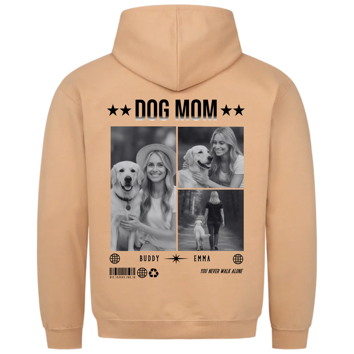 DOG MOM Photo Collage – Personalized Premium Hoodie with Backprint