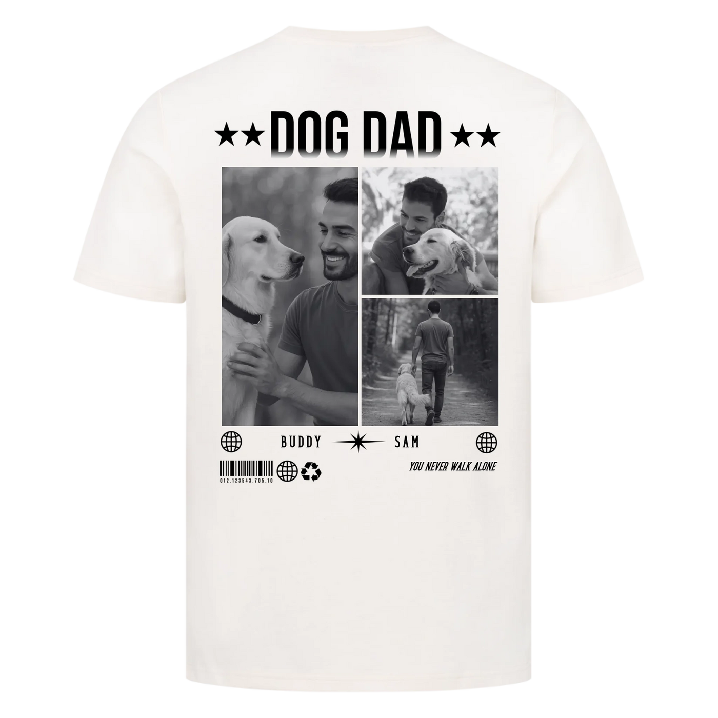 DOG DAD Photo Collage – Personalized Premium T-Shirt with Backprint