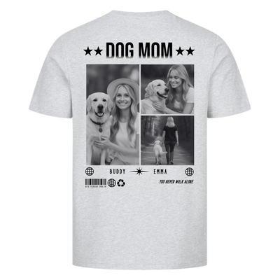 DOG MOM Photo Collage – Personalized Premium T-Shirt with Backprint