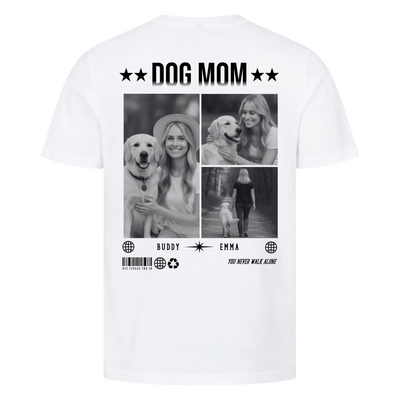 DOG MOM Photo Collage – Personalized Premium T-Shirt with Backprint