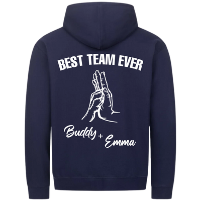 Best Team Ever – Personalized Premium Zipper Hoodie with Custom Backprint