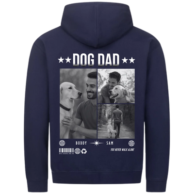 DOG DAD Photo Collage – Personalized Premium Zipper Hoodie with Custom Backprint