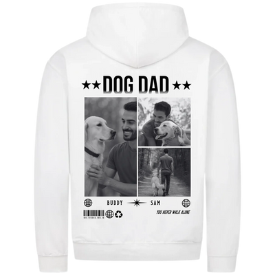 DOG DAD Photo Collage – Personalized Premium Zipper Hoodie with Custom Backprint