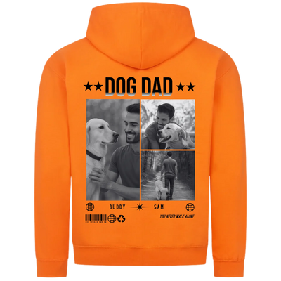 DOG DAD Photo Collage – Personalized Premium Zipper Hoodie with Custom Backprint