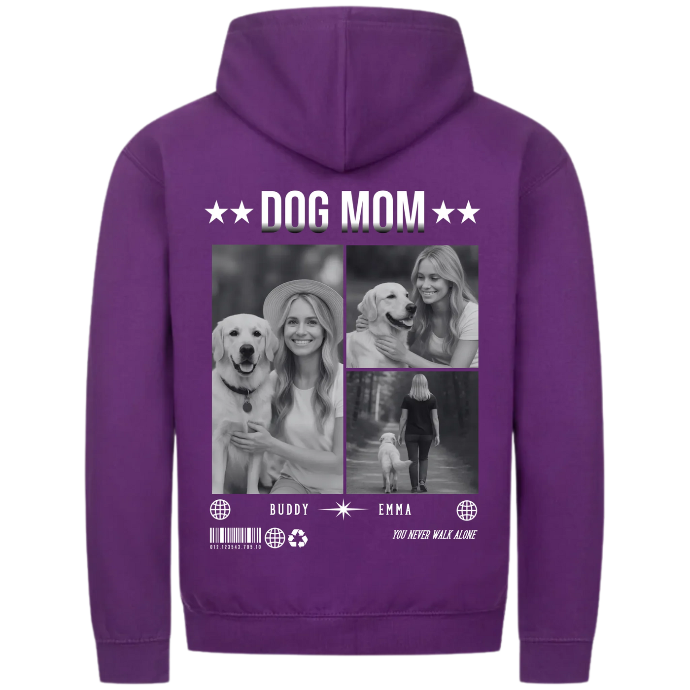 DOG MOM Photo Collage – Personalized Premium Zipper Hoodie with Custom Backprint