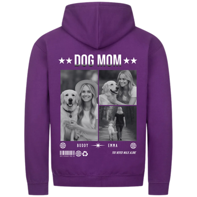 DOG MOM Photo Collage – Personalized Premium Zipper Hoodie with Custom Backprint