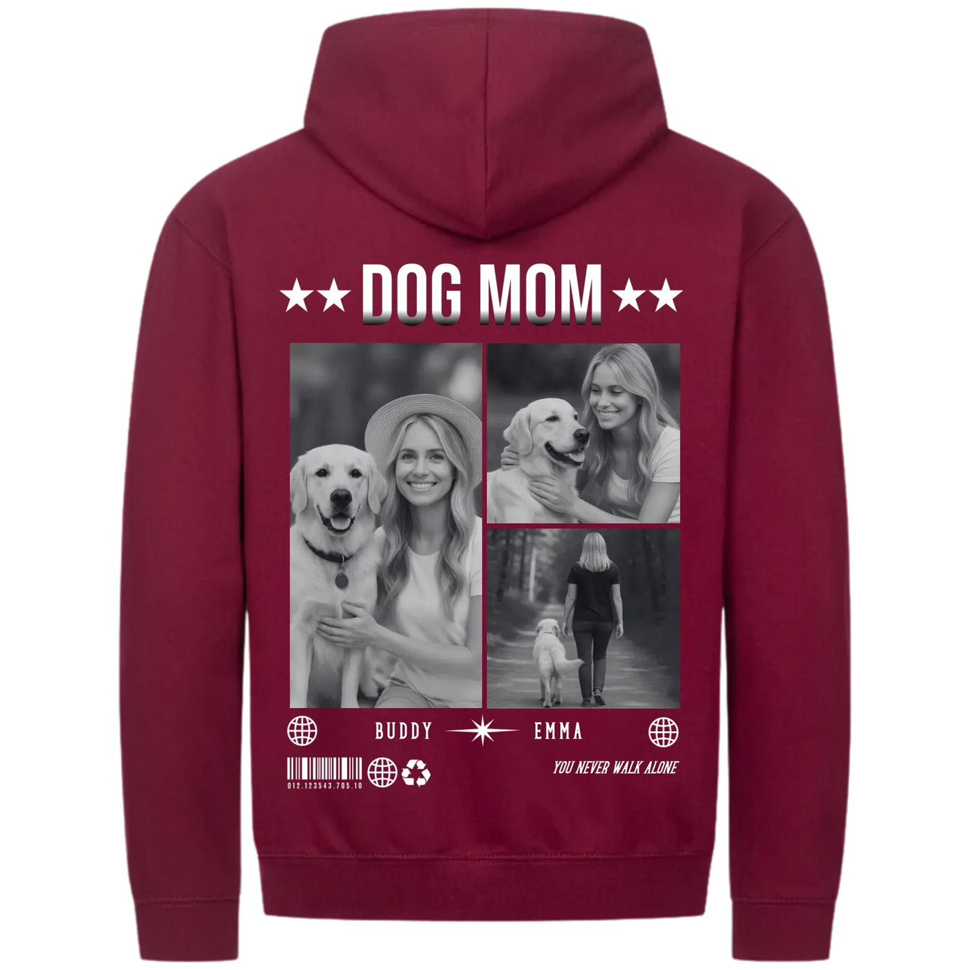 MP Zipper Hoodie burgundy back 2048 x 2048px