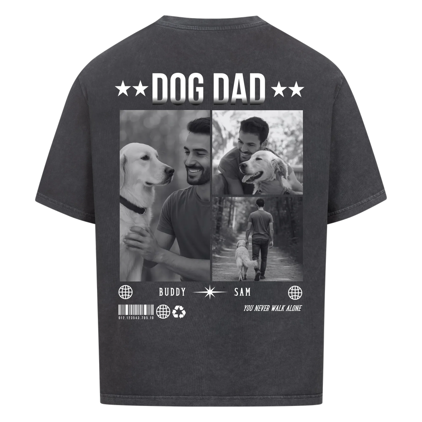 Dog Dad Photo Collage – Personalized Oversized Shirt with Custom Backprint