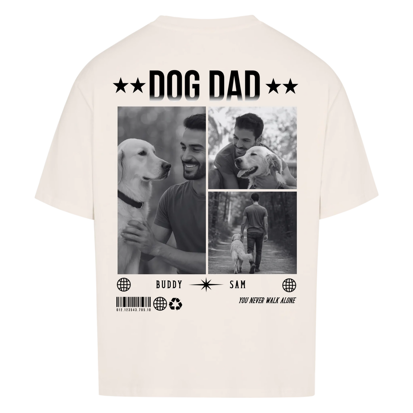 Dog Dad Photo Collage – Personalized Oversized Shirt with Custom Backprint
