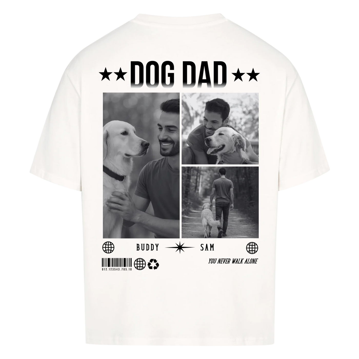 Dog Dad Photo Collage – Personalized Oversized Shirt with Custom Backprint