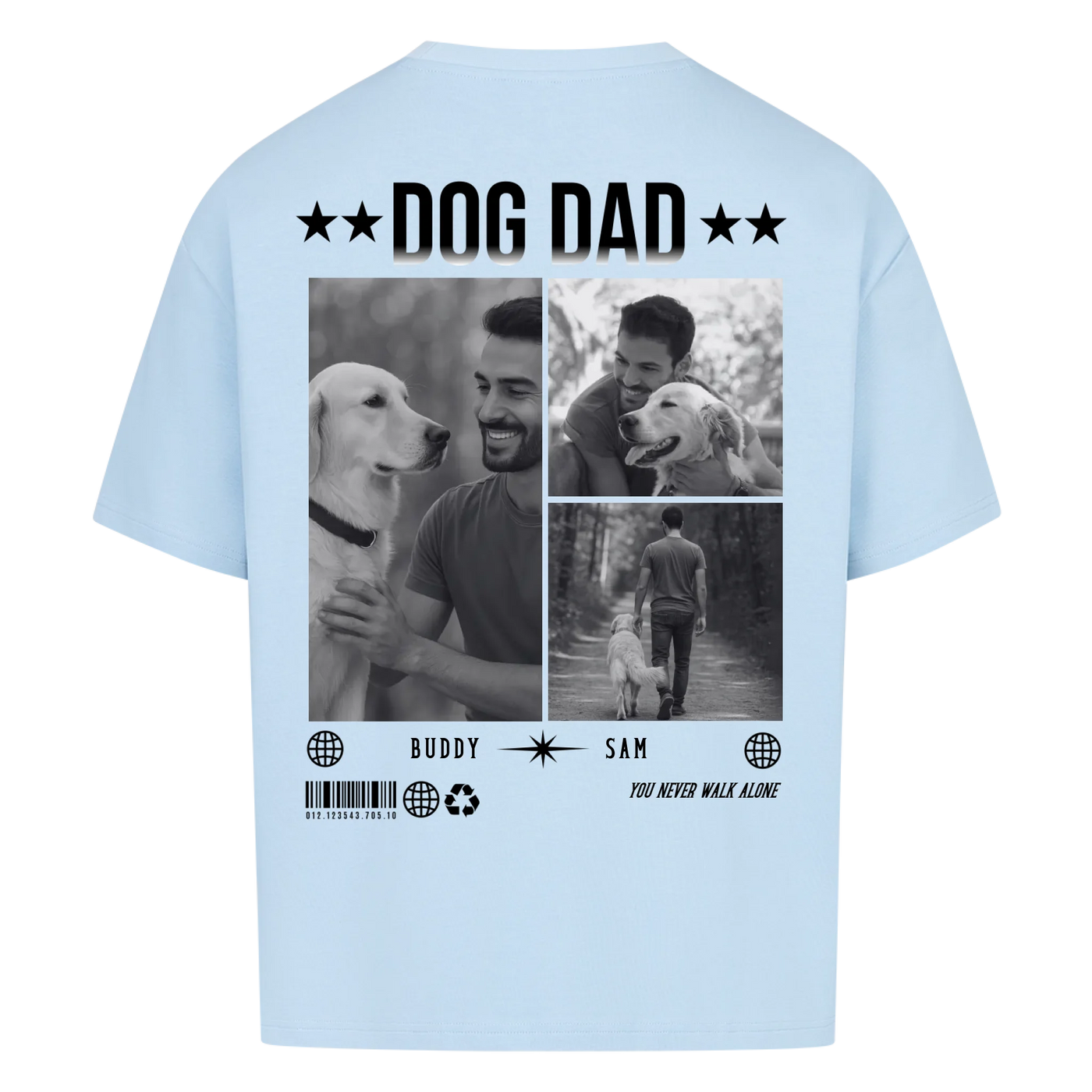 Dog Dad Photo Collage – Personalized Oversized Shirt with Custom Backprint