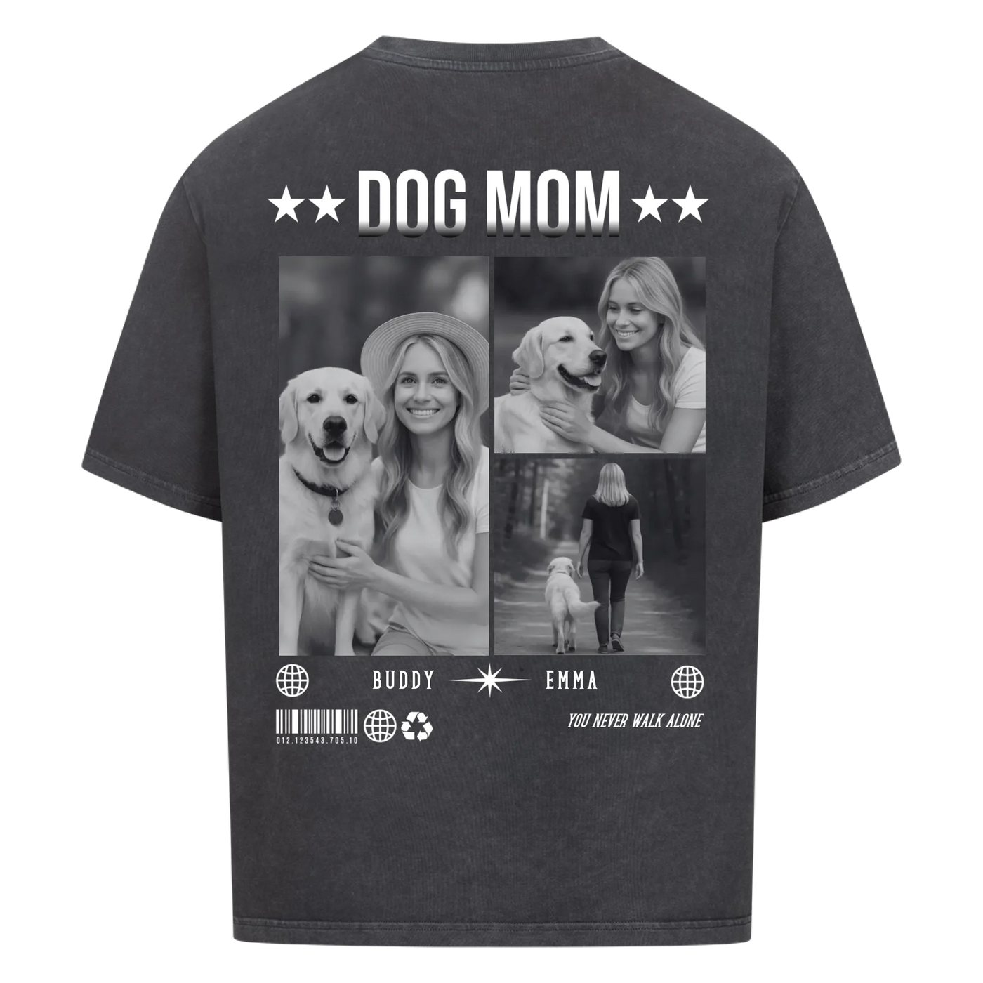 Dog Mom Photo Collage – Personalized Oversized Shirt with Custom Backprint