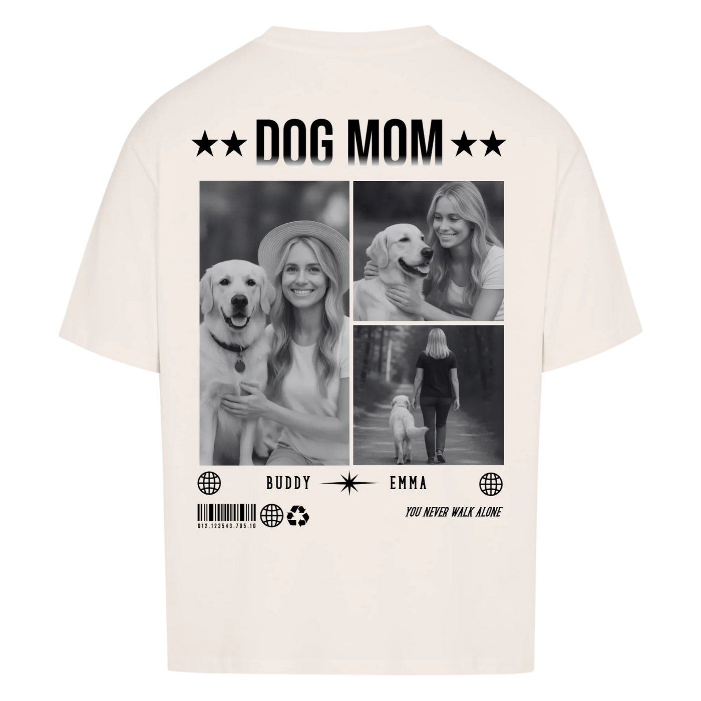 Dog Mom Photo Collage – Personalized Oversized Shirt with Custom Backprint