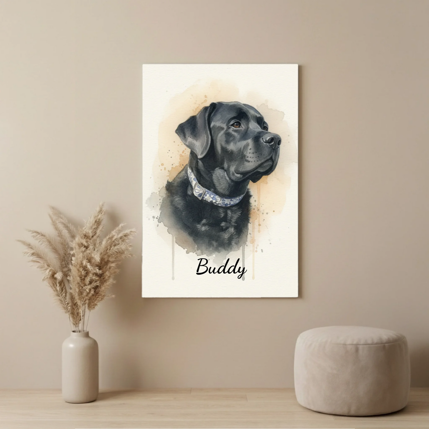 Mockup Leinwand Wand beige Deko V1 2048 x 2048px